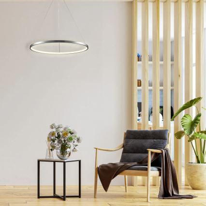 Lampadario LED a sospensione con filo LEA LED/20W/230V 4000K diametro 50 cm cromo opaco