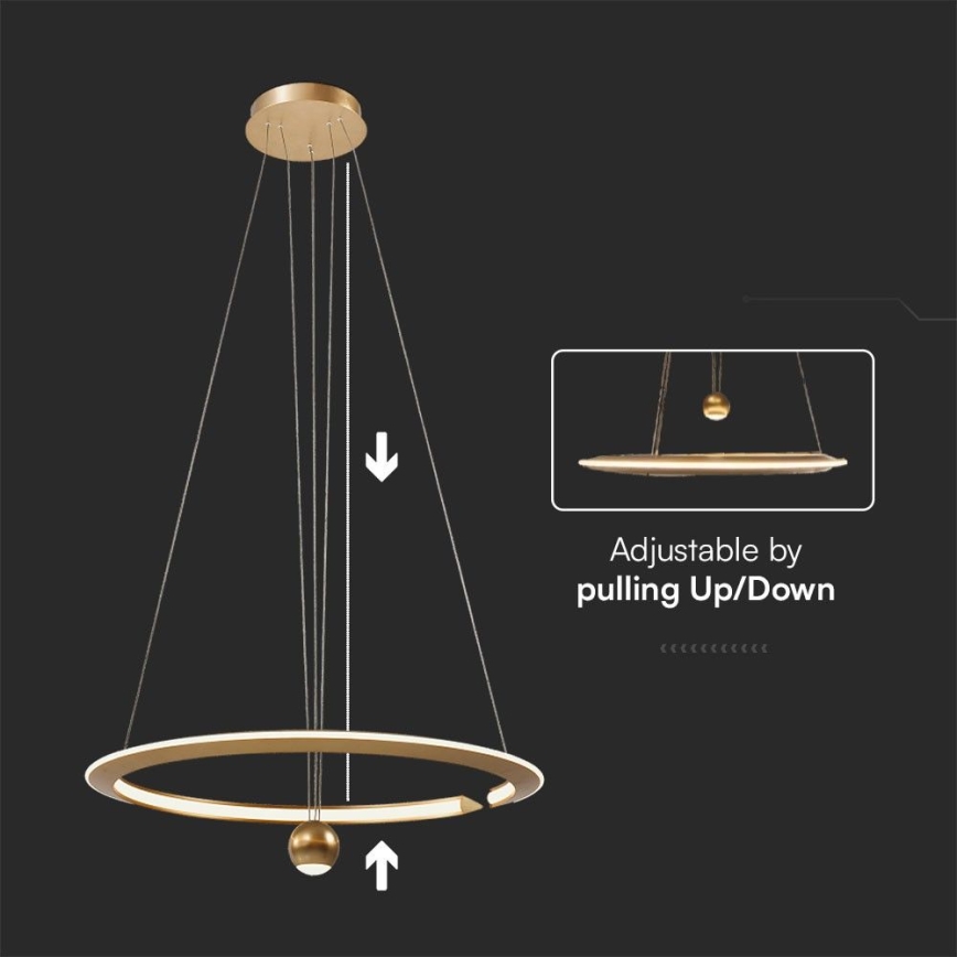 Lampadario LED a sospensione con filo LED/45W/230V 4000K diametro 62 cm oro