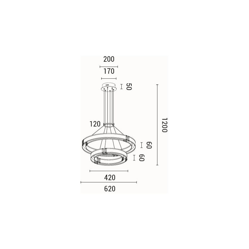 Lampadario LED a sospensione con filo LED/62W/230V 3000K 62x120 cm