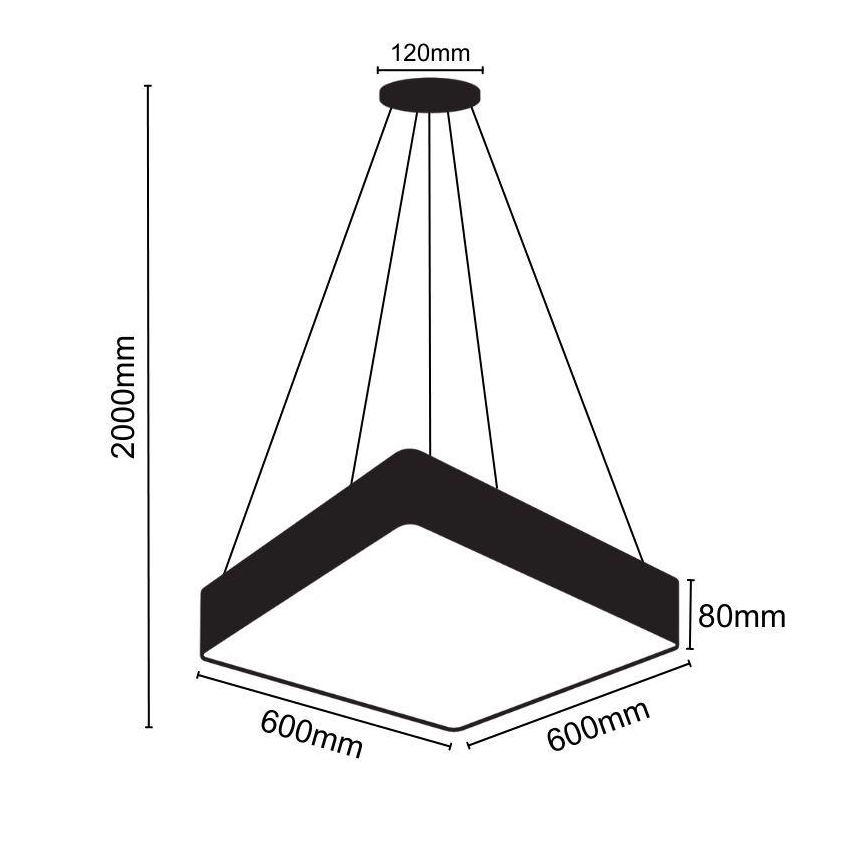 Lampadario LED a sospensione con filo LED/65W/230V 4000K 60x60 cm