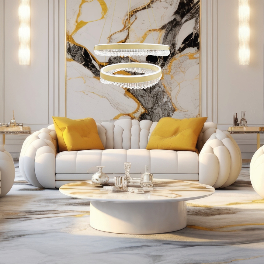 Lampadario LED a sospensione con filo LED/85W/230V diametro 60 cm oro