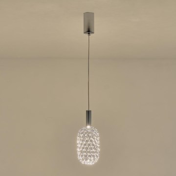 Lampadario LED a sospensione con filo PERFORATO LED/6,3W/230V 3000K cromo lucido diametro 13 cm
