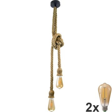 Lampadario LED a sospensione con filo ROPE 2xE27/10W/230V