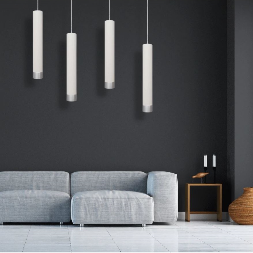 Lampadario LED a sospensione con filo TUBA 1xGU10/4,8W/230V bianco/cromo opaco