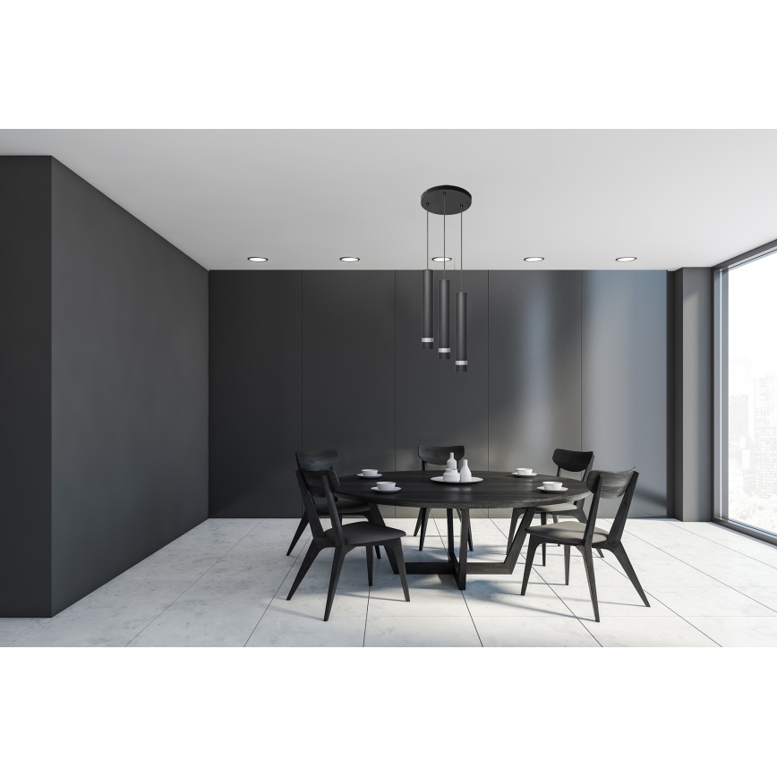 Lampadario LED a sospensione con filo TUBA 3xGU10/4,8W/230V nero/cromo lucido