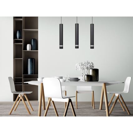 Lampadario LED a sospensione con filo TUBA 3xGU10/4,8W/230V nero/cromo lucido