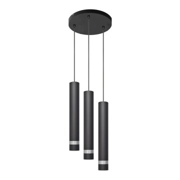 Lampadario LED a sospensione con filo TUBA 3xGU10/4,8W/230V nero/cromo lucido