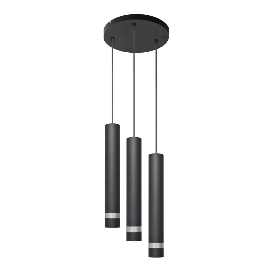 Lampadario LED a sospensione con filo TUBA 3xGU10/4,8W/230V nero/cromo lucido