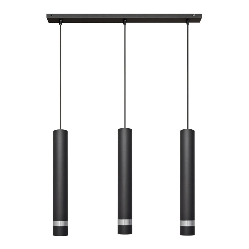 Lampadario LED a sospensione con filo TUBA 3xGU10/4,8W/230V nero/cromo lucido
