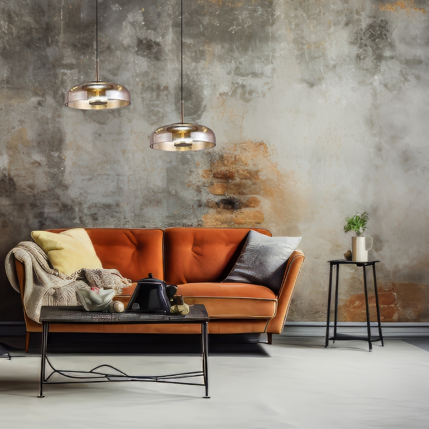 Lampadario LED a sospensione con filo VETRO LED/6W/230V diametro 23 cm beige/nero