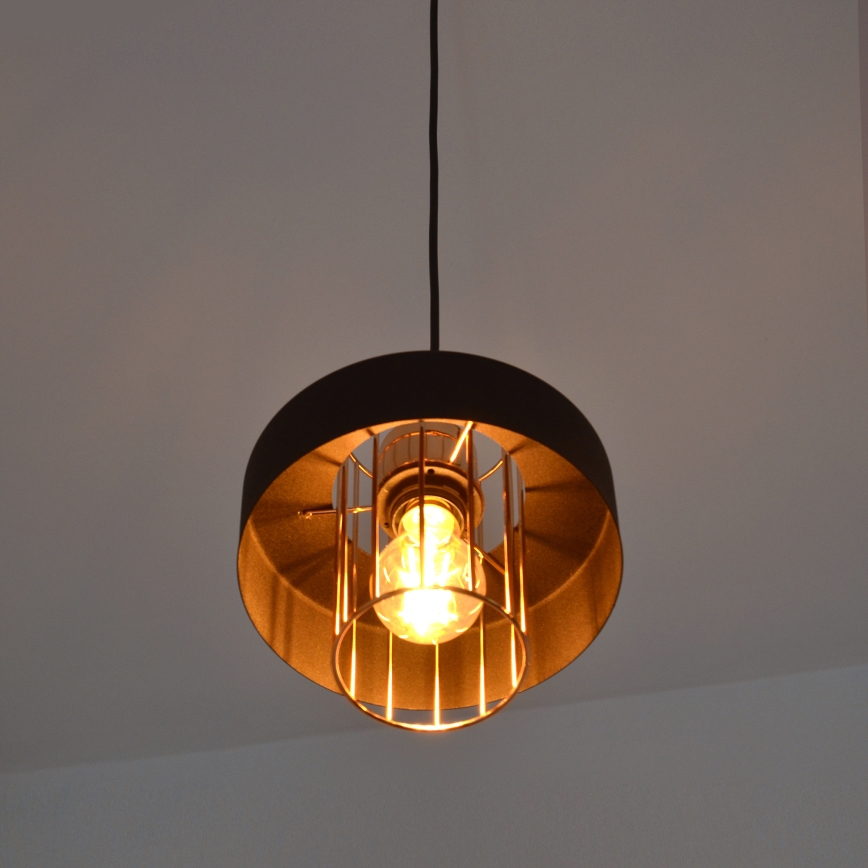 Lampadario LED a sospensione con filo VOLTA 2xE27/15W/230V nero/oro