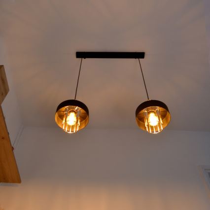 Lampadario LED a sospensione con filo VOLTA 2xE27/15W/230V nero/oro