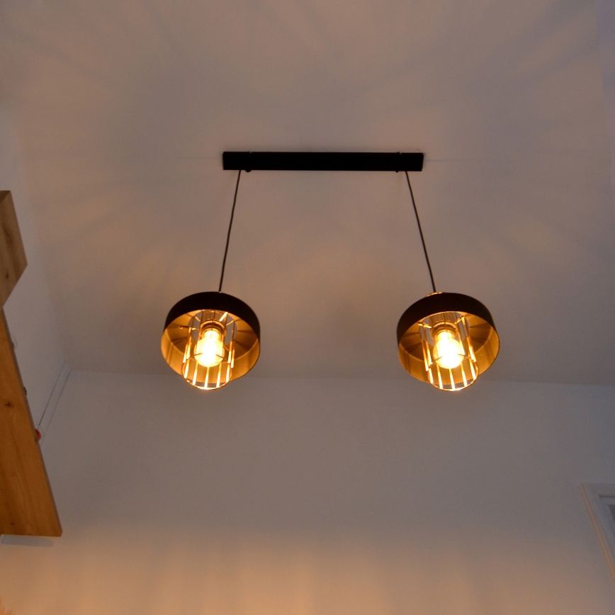 Lampadario LED a sospensione con filo VOLTA 2xE27/15W/230V nero/oro