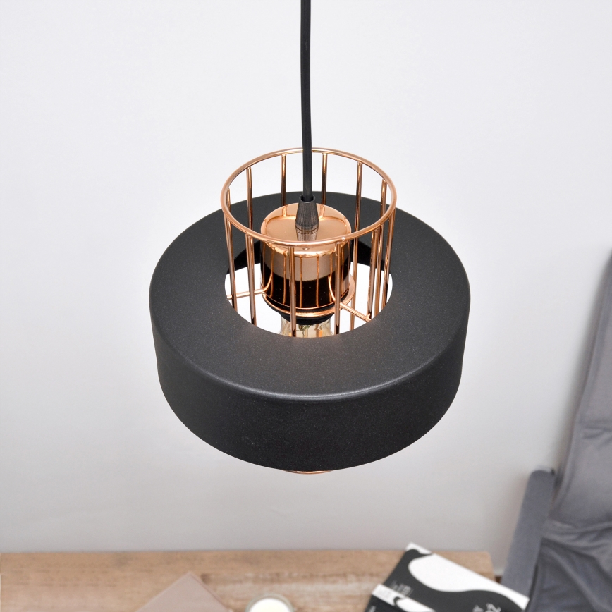 Lampadario LED a sospensione con filo VOLTA 2xE27/15W/230V nero/oro