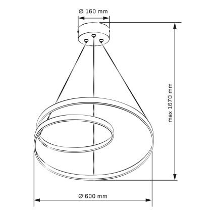 Lampadario LED a sospensione con filo ZEFIRA LED/52W/230V 4000K diametro 60 cm antracite