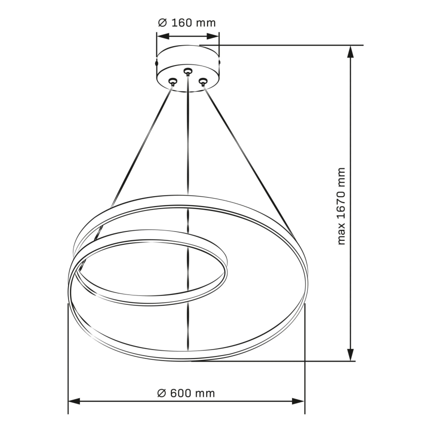 Lampadario LED a sospensione con filo ZEFIRA LED/52W/230V 4000K diametro 60 cm antracite
