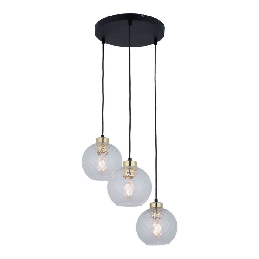 Lampadario LED a sospensione su cavo DEVON 3xE27/15W/230V nero/trasparente