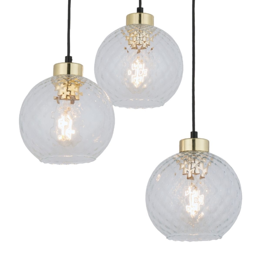 Lampadario LED a sospensione su cavo DEVON 3xE27/15W/230V nero/trasparente