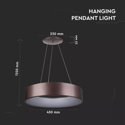 Lampadario LED dimmerabile sospeso con cavo 20W/230V