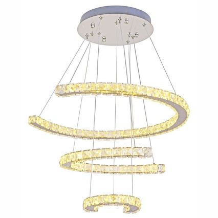 Lampadario a sospensione in cristallo dimmerabile a LED su cavo LED/100W/230V 3000-6500K argento + telecomando