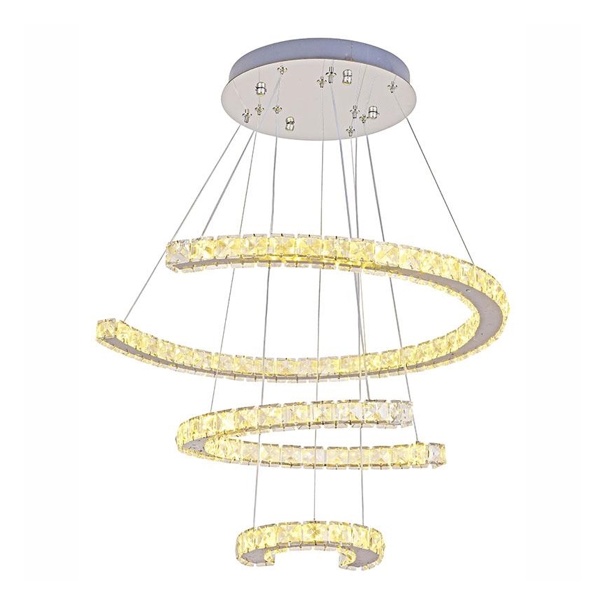 Lampadario a sospensione in cristallo dimmerabile a LED su cavo LED/100W/230V 3000-6500K argento + telecomando