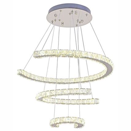 Lampadario a sospensione in cristallo dimmerabile a LED su cavo LED/100W/230V 3000-6500K argento + telecomando