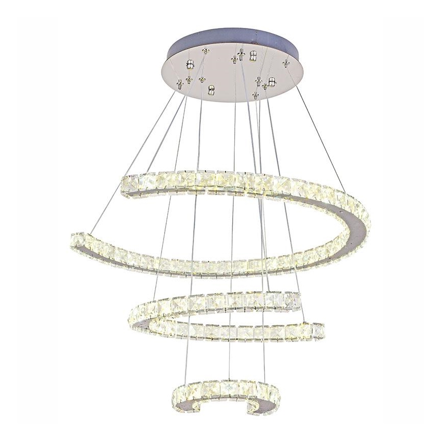 Lampadario a sospensione in cristallo dimmerabile a LED su cavo LED/100W/230V 3000-6500K argento + telecomando