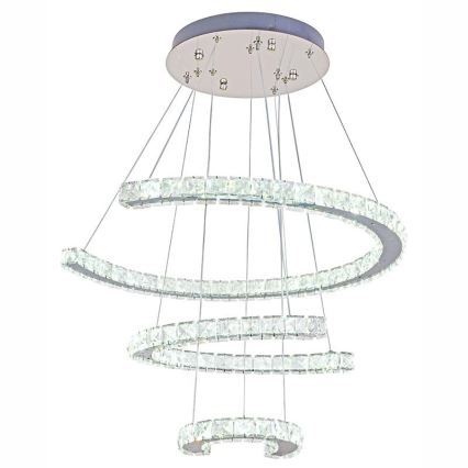 Lampadario a sospensione in cristallo dimmerabile a LED su cavo LED/100W/230V 3000-6500K argento + telecomando