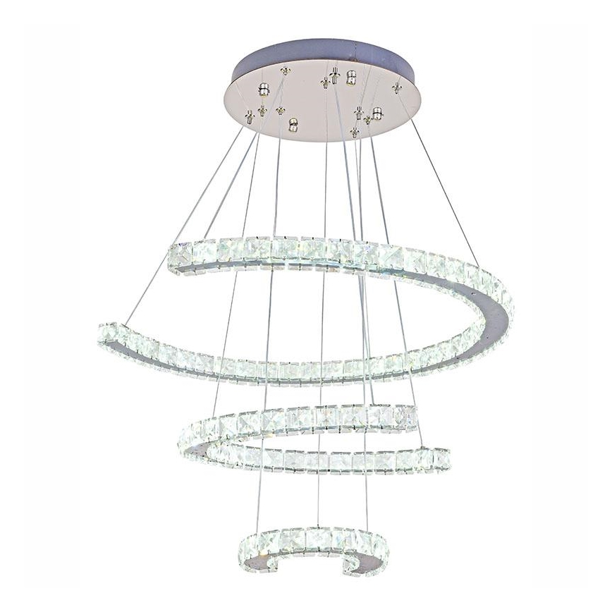 Lampadario a sospensione in cristallo dimmerabile a LED su cavo LED/100W/230V 3000-6500K argento + telecomando