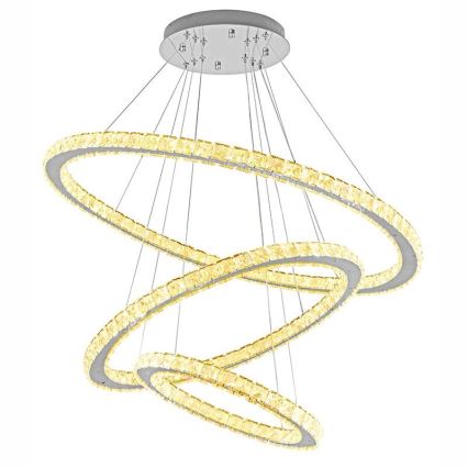Lampadario a sospensione in cristallo dimmerabile a LED su cavo LED/210W/230V 3000-6500K argento + telecomando