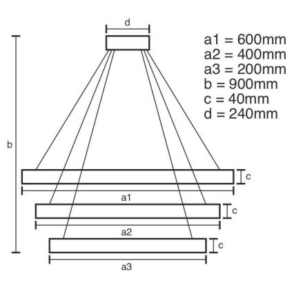 Lampadario LED Dimmerabile su filo LED/85W/230V 3000-6500K + telecomando