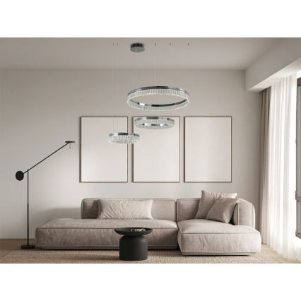 Lampadario a LED dimmerabile in cristallo su cavo THALIA LED/120W/230V 3000-6000K + telecomando