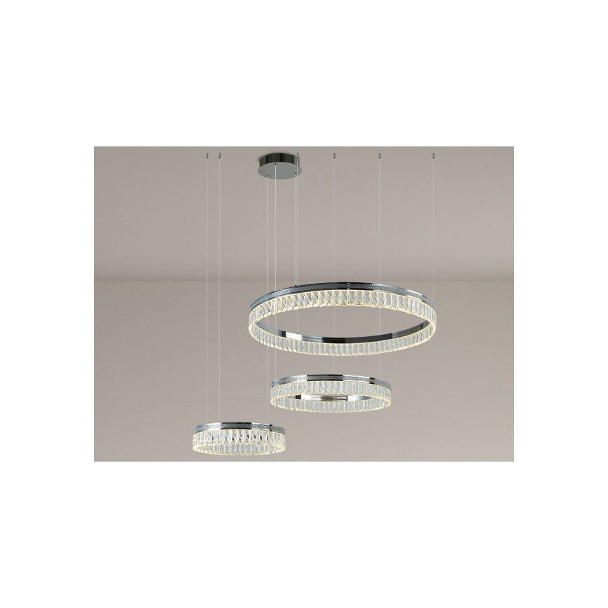 Lampadario a LED dimmerabile in cristallo su cavo THALIA LED/120W/230V 3000-6000K + telecomando