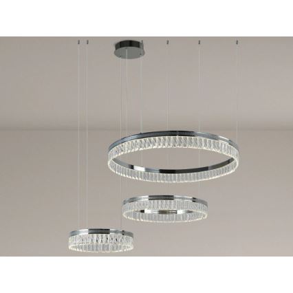 Lampadario a LED dimmerabile in cristallo su cavo THALIA LED/120W/230V 3000-6000K + telecomando