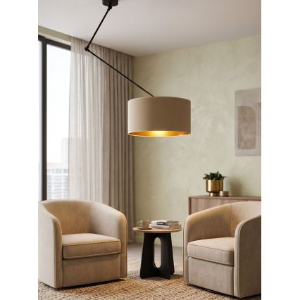 Lampadario LED regolabile su asta GORTA 1xE27/60W/230V beige/oro