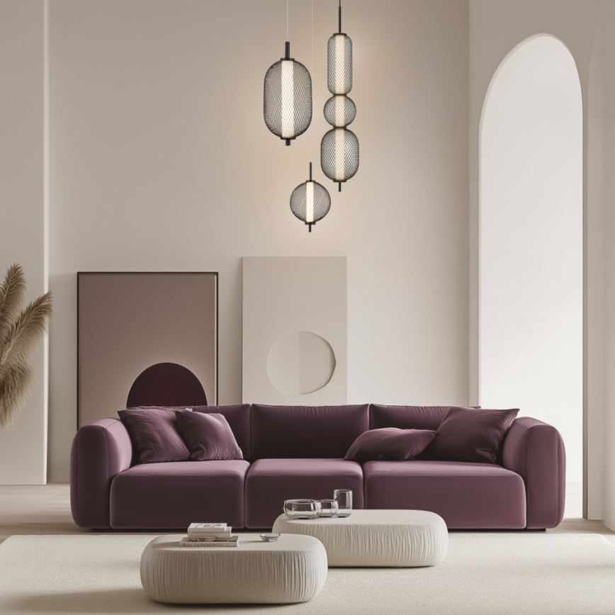 Lampadario LED sospeso con cavo PUMA LED/15W/230V Ø 14 cm nero