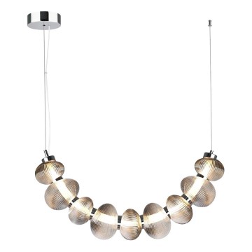 Lampadario LED sospeso su cavo BOLLA LED/36W/230V cromo lucido/grigio fumé
