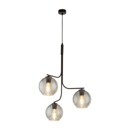 Lampadario LED sospeso su cavo CESAR 3xE27/15W/230V, nero/grigio fumé