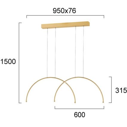 Lampadario LED sospeso su cavo MEGAN LED/39W/230V, finitura oro