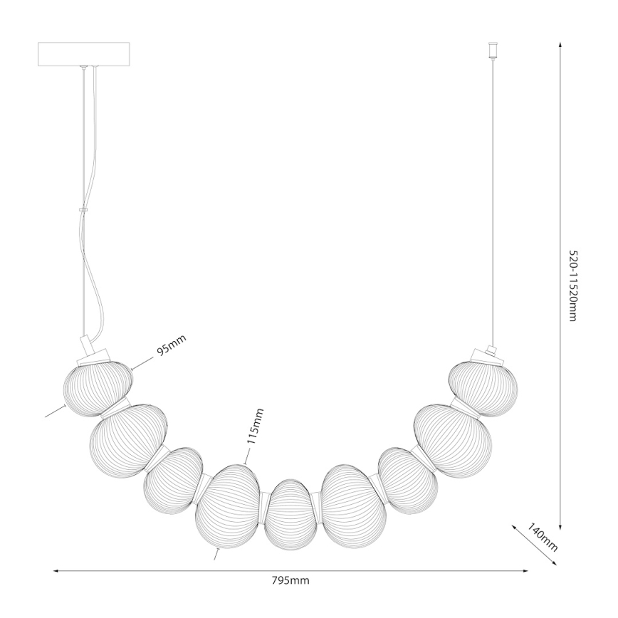Lampadario LED su cavo BOLLA LED/36W/230V oro/beige fumé