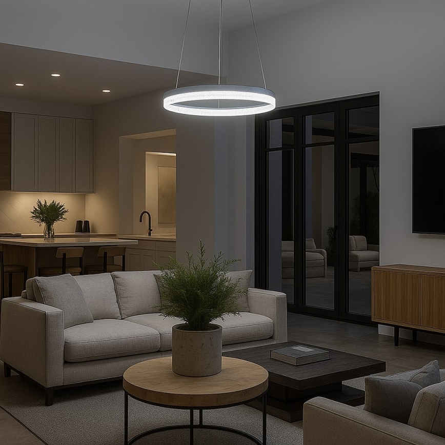 Lampadario LED su cavo GALA LED/25W/230V Ø 50 cm argento