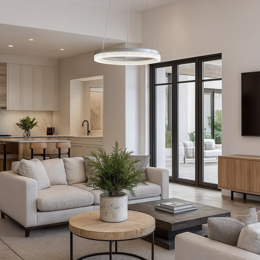 Lampadario LED su cavo GALA LED/25W/230V Ø 50 cm argento