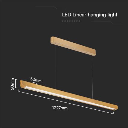 Lampadario LED a cavo LED/36W/230V 3000/4000/6400K oro