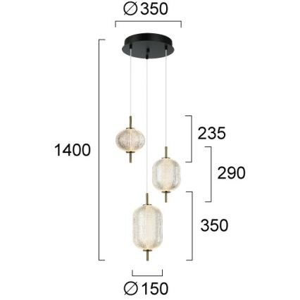 Lampadario LED su cavo PELLUCID LED/20W/230V bronzo/nero