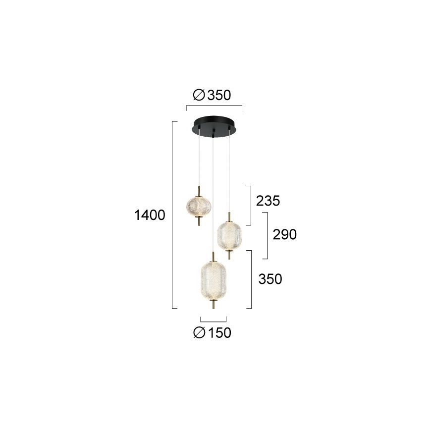 Lampadario LED su cavo PELLUCID LED/20W/230V bronzo/nero