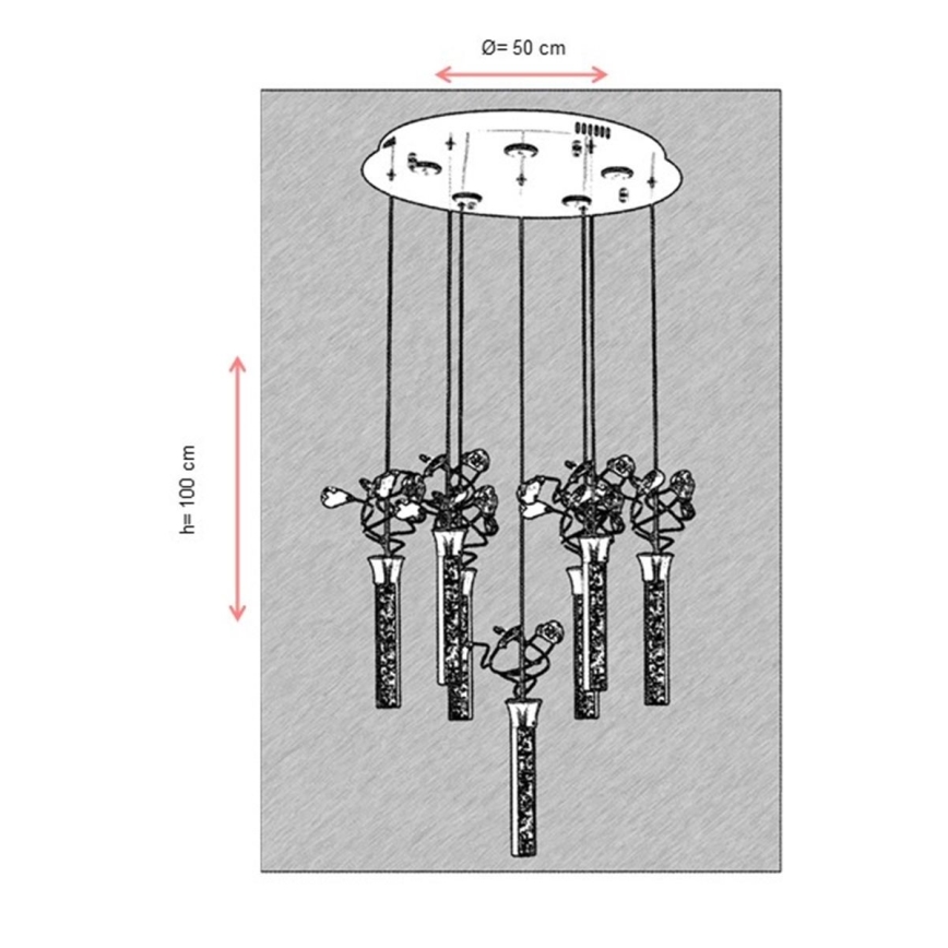 Lampadario LED su cavo PIGEON 7xLED/6W/230V 6500K cromo lucido