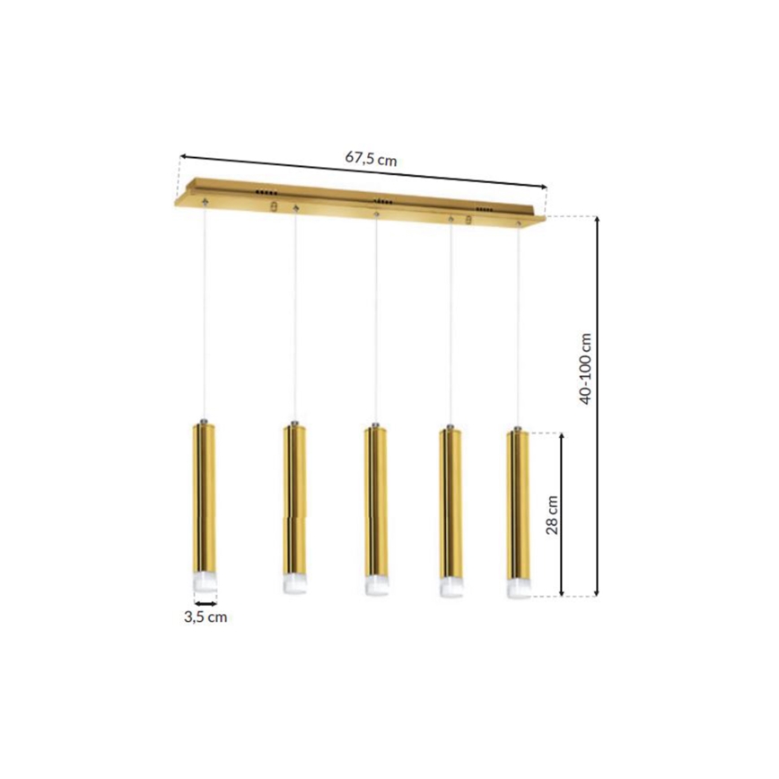 Lampadario LED su filo GOLDIE 5xLED/25W/230V dorato