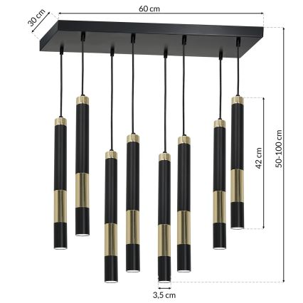 Lampadario LED su fune DALLAS 8xGU10/3W/230V