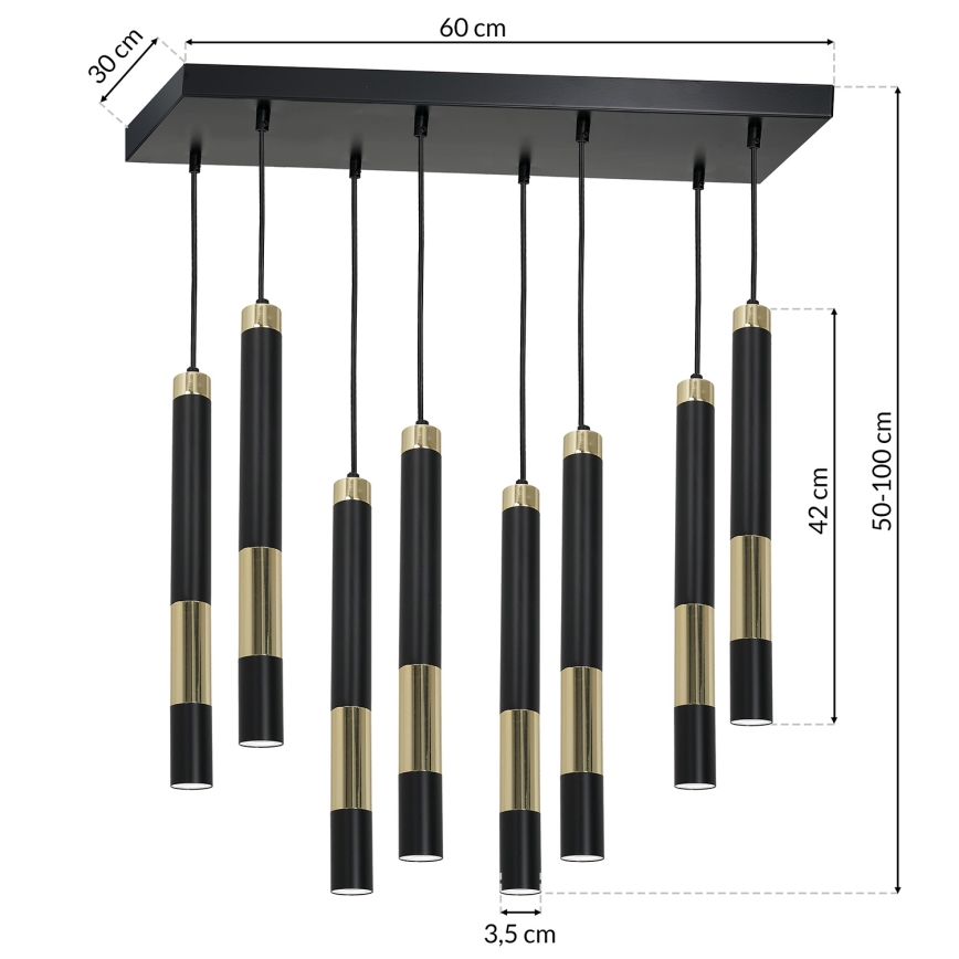 Lampadario LED su fune DALLAS 8xGU10/3W/230V
