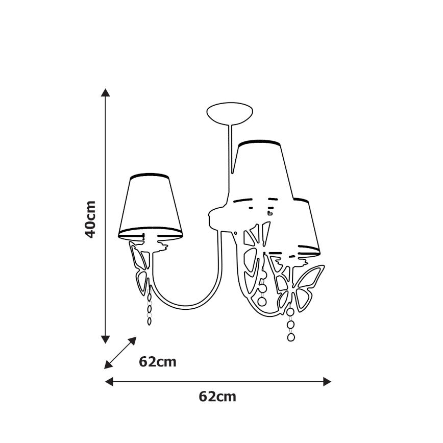 Lampadario per bambini a sospensione con supporto rigido CHARLOTTE 3xE14/40W/230V